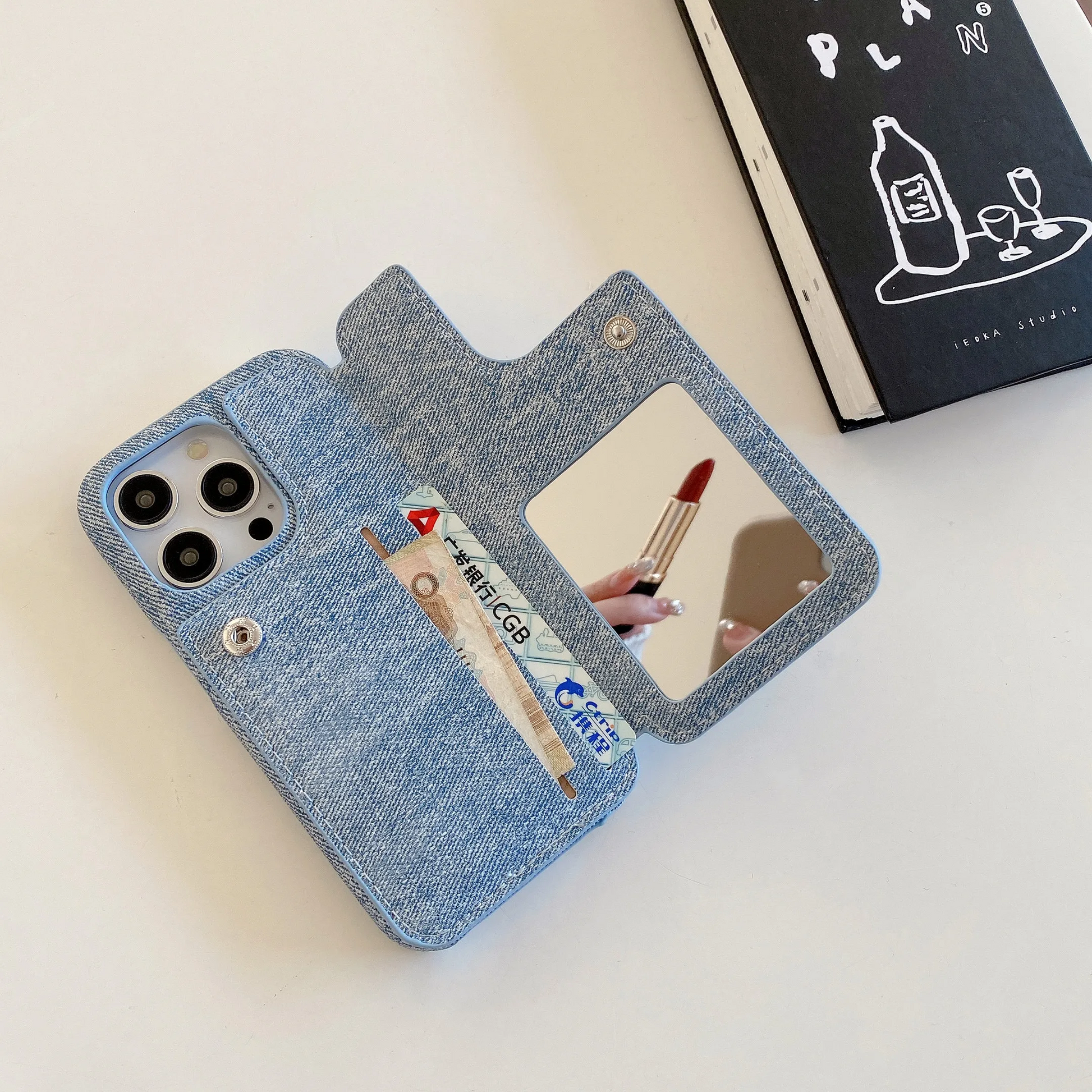 Denim Hub Wallet iPhone Case