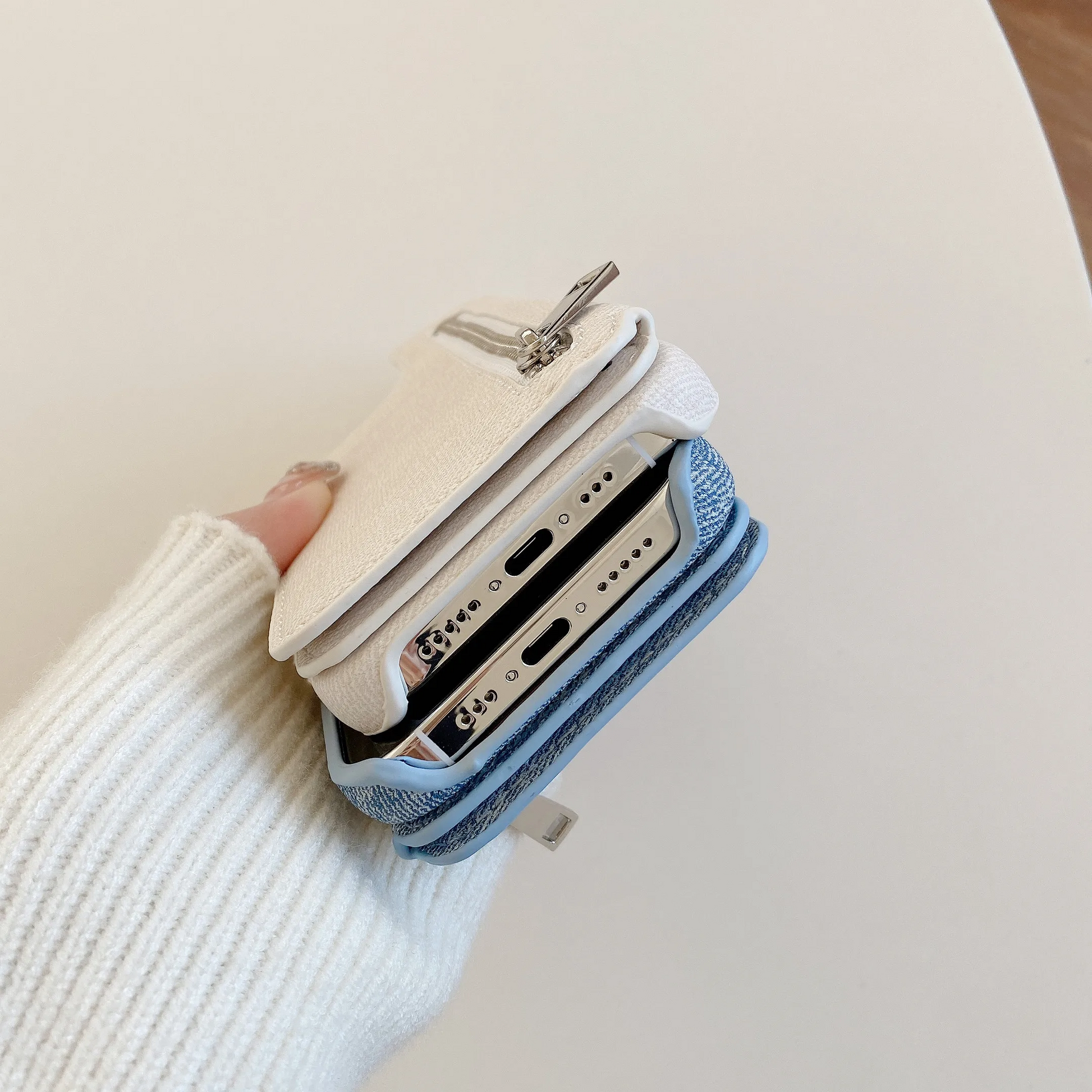 Denim Hub Wallet iPhone Case