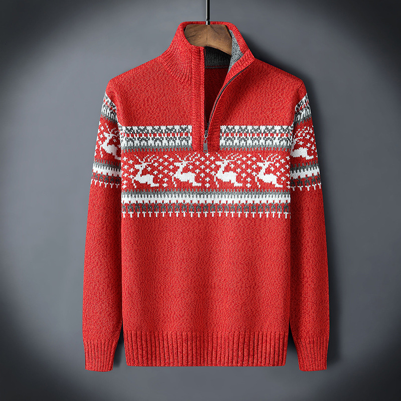 Nordic Reindeer Quarter-Zip Sweater